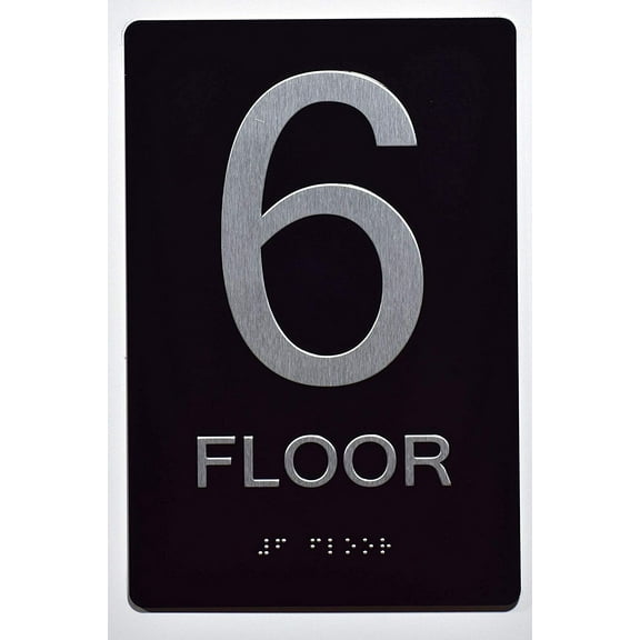 Floor Number Sign -6TH Floor Sign(Aluminium, Black/Silver,Size 6x9) The Sensation line