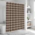thumbnail image 6 of Brown Gingham Bathroom Shower Curtains with 12 Hooks Polyester Waterproof Shower Curtain for Stalls and Bathtubs Farmhouse Buffalo Plaid Checkered Decorative Bathroom Privacy Curtain 36x72 Inches, 6 of 9