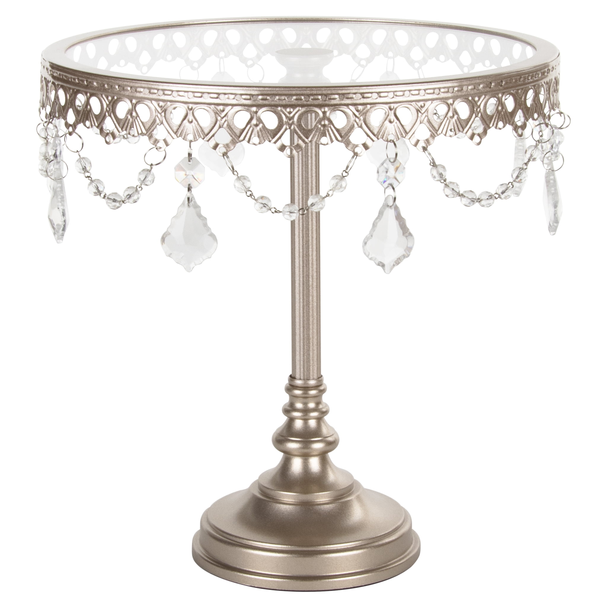 Round Metal Pedestal Holder with Crystals 10 Inches Pink Amalfi Decor Cake Stand 