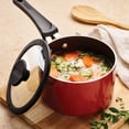 thumbnail image 3 of Tramontina Nesting 6-Piece Heavy-Gauge Aluminum Nonstick Sauce Pan Set with Glass Lids, Platinum, Porcelain Enamel, Dishwasher & Oven Safe - Red, 3 of 9