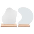 thumbnail image 1 of 2pcs Makeup Mirrors Desktop Frameless Mirrors Cosmetic Mirrors with Wooden Base, 1 of 8