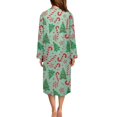 thumbnail image 2 of Yuyamidu Candy Canes Zipper Front Robes for Women Long Sleeve Robe Loungewear Xmas Tree Christmas Crew Neck Bathrobe Dress Christmas Mid-Length Night Robe Size M, Green, 2 of 7