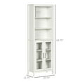thumbnail image 3 of KWUXIN 64" Tall Bathroom Storage Cabinet with 6 Tier Shelf, Glass Door & Adjustable Shelves, Freestanding Antique White, 3 of 8