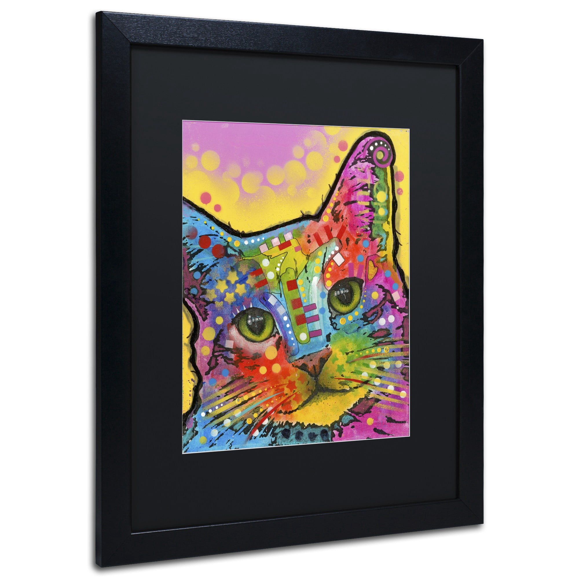 Trademark Fine Art "Tilt Cat" Canvas Art by Dean Russo, Black Matte, Black Frame