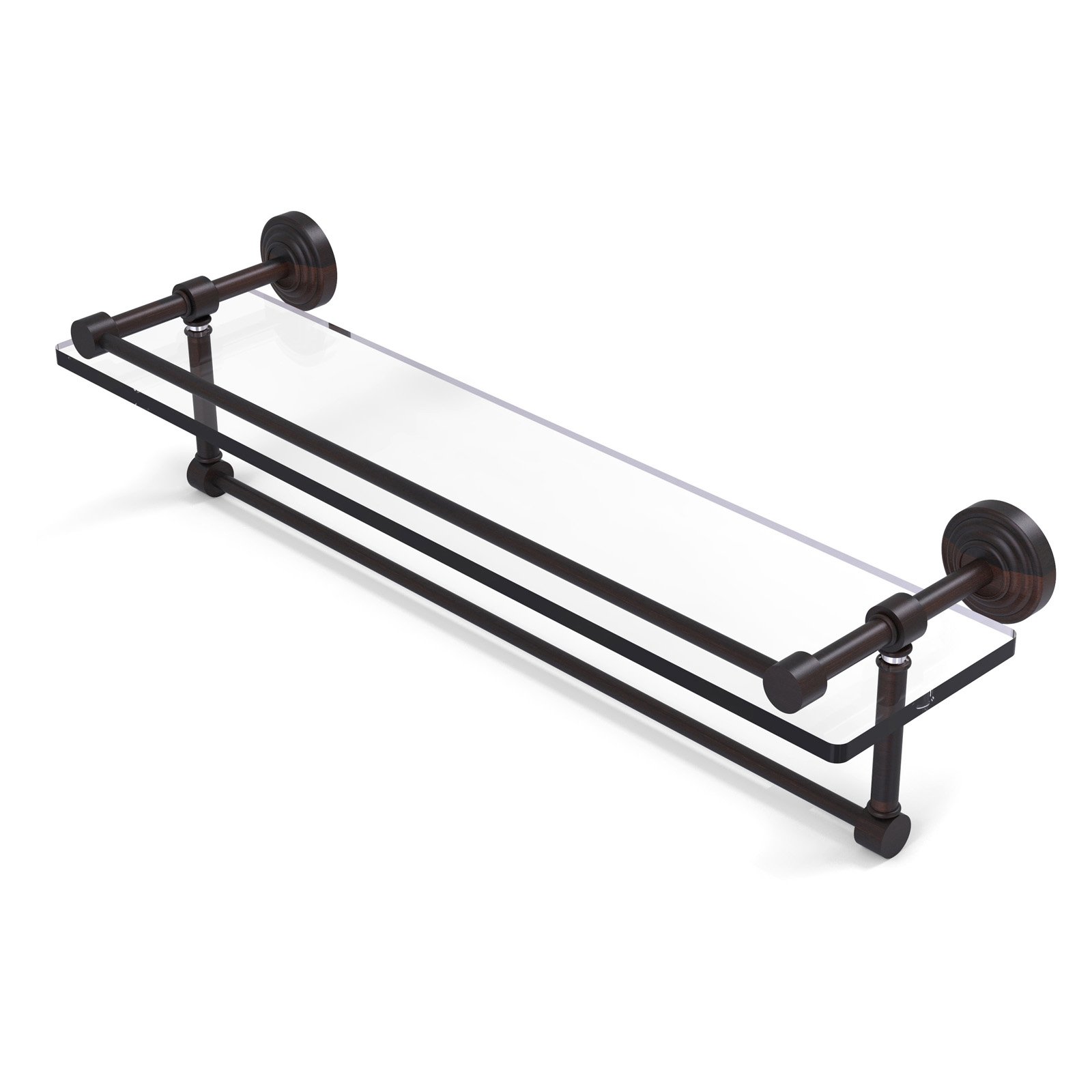 16-in Gallery Glass Shelf with Towel Bar in Matte Black - image 2 of 2