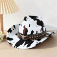 thumbnail image 6 of Byfri Unisex Wide Brim Western Cowboy Hat Adjustable Strap Outdoor Sun Hat 56-58cm, 6 of 7