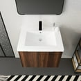 thumbnail image 3 of 24 inch Bathroom Vanity with Sink, Wall Mounted Floating Bathroom Vanity with Open Storage Cabinet, Built-in Soft Closing Doors, Floating Bathroom Vanity with Sink for Small Space, Bathroom, Walnut, 3 of 9