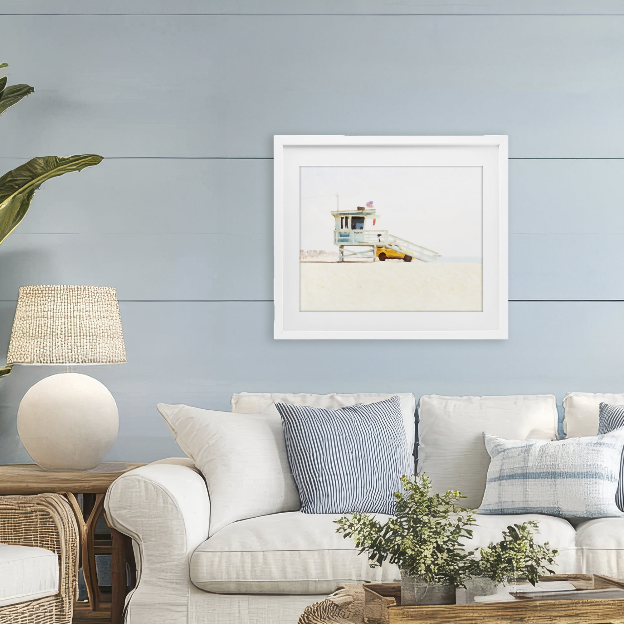 Stupell Industries Soft Light Lifeguard Station White Framed Print Under Glass, design by Kim Curinga