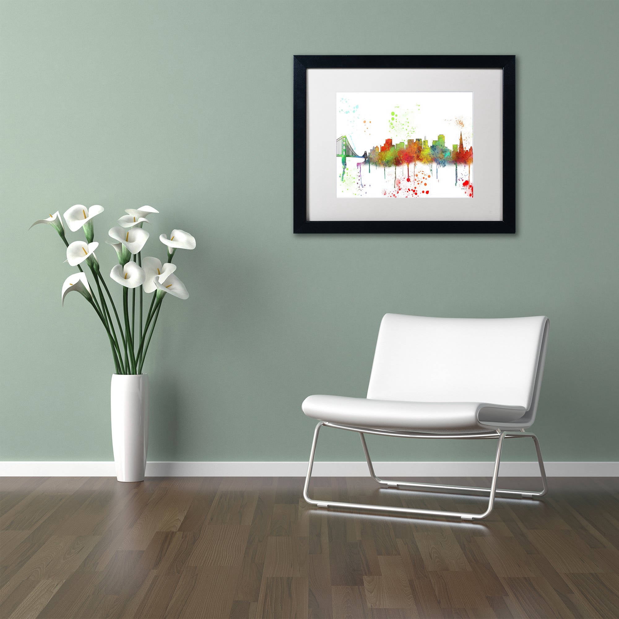 Trademark Fine Art "San Francisco CA Skyline Mclr-1" Canvas Art by Marlene Watson, White Matte, Black Frame