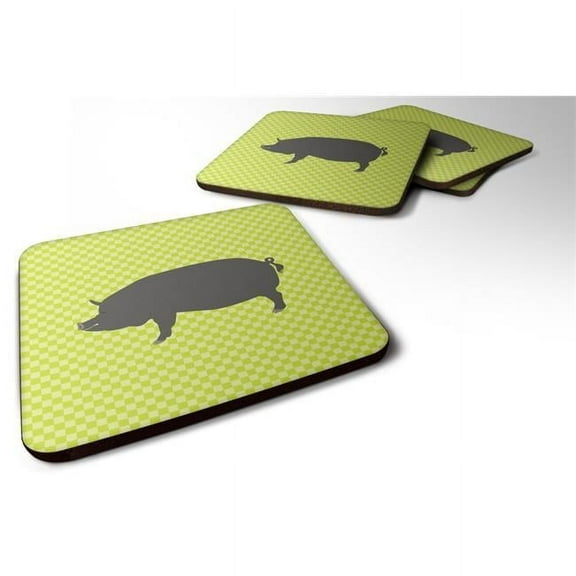 Berkshire Pig Green Foam Coaster, Set of 4