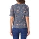 thumbnail image 3 of INSPIRAR CHIC Blusa de Mujer con Volantes Florales, Cuello en V, Mangas Cortas con Abullonadas, Talla XS, Gris Azul, 3 of 6