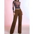 thumbnail image 6 of Women'S High Waisted Wide Leg Jeans with Stretchy Straight Leg and Trendy Seamed Design Brown L, 6 of 9