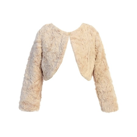 Sweet Kids Little Girls Champagne Fur Pearl Button Long Sleeve (The Best Sweet Champagne)