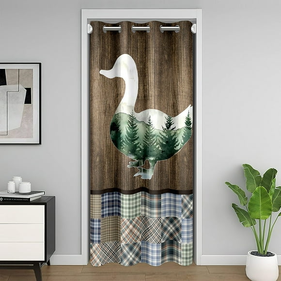 Erosebridal Hunting Duck Door Curtain For Door Window 52x80, Rustic Farmhouse Lodge Cabin Door Curtain Panel 52x80, Brown