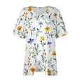 thumbnail image 5 of Sexlip Womens Short Sleeve V Neck Blouse Botanical Print Design Breathable Fabric Relaxed Silhouette for Daily Errands White XXXL, 5 of 6