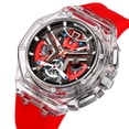 thumbnail image 6 of Men's Quartz Watch, Hexagonal Skeleton Wristwatch Transparent Dial Waterproof Analog Business Casual Dress Watch Precision Timekeeping, Fashion Watch for Work Office Party Travel Daily Wear, 6 of 9