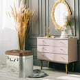 thumbnail image 2 of Traveler Steamer Trunk, Storage Ottoman, Lift up Cozy Cushion Top, Faux Brown Leather Tufted Top, Rubbed Iron With Vintage Detailing, 20 1/2 L x 14 1/2 W x 18 1/2 H Inches, 2 of 7