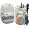 thumbnail image 1 of Mesh Pop-Up Laundry Hamper Basket With Side Pocket, Gray - 2 Pack, 1 of 5