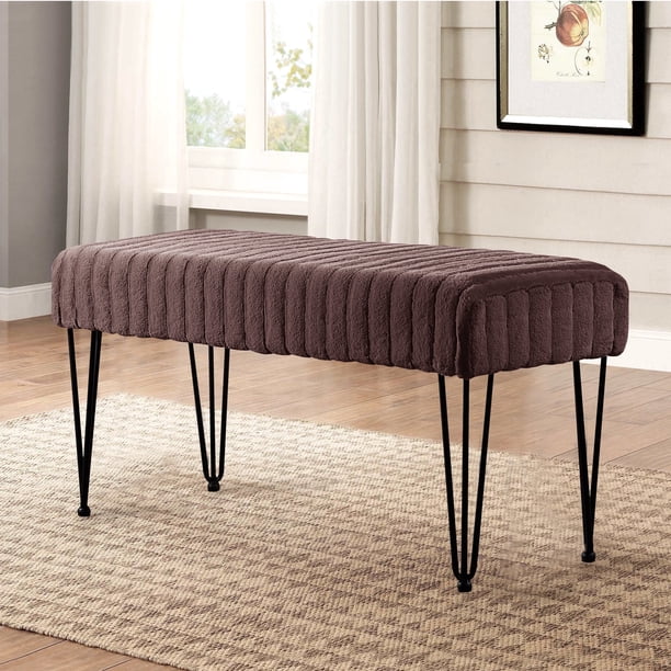 HOME SOFT THINGS OTOMAN/TABURETE SUPER SUAVE DE PIEL SINTÉTICA. OTOMAN TAPIZADO PARA REPOSAPIÉS CON PATAS DE METAL NEGRO Y ASIENTO ACOLCHADO. 116X40X55CM, CHOCOLATE