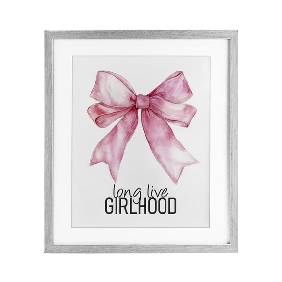 Long Live Girlhood Gray Framed Print Under Glass, design by Kim Allen