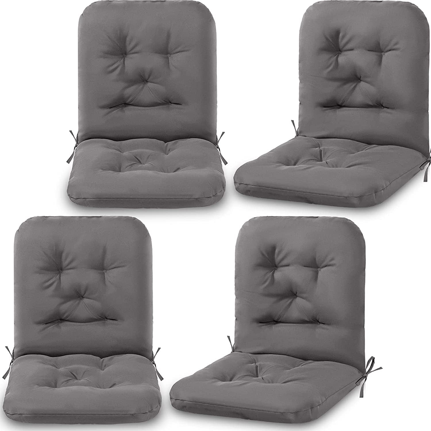 4 Pack Tufted High Back Chair Cushion Indoor Outdoor Seat Back Chair