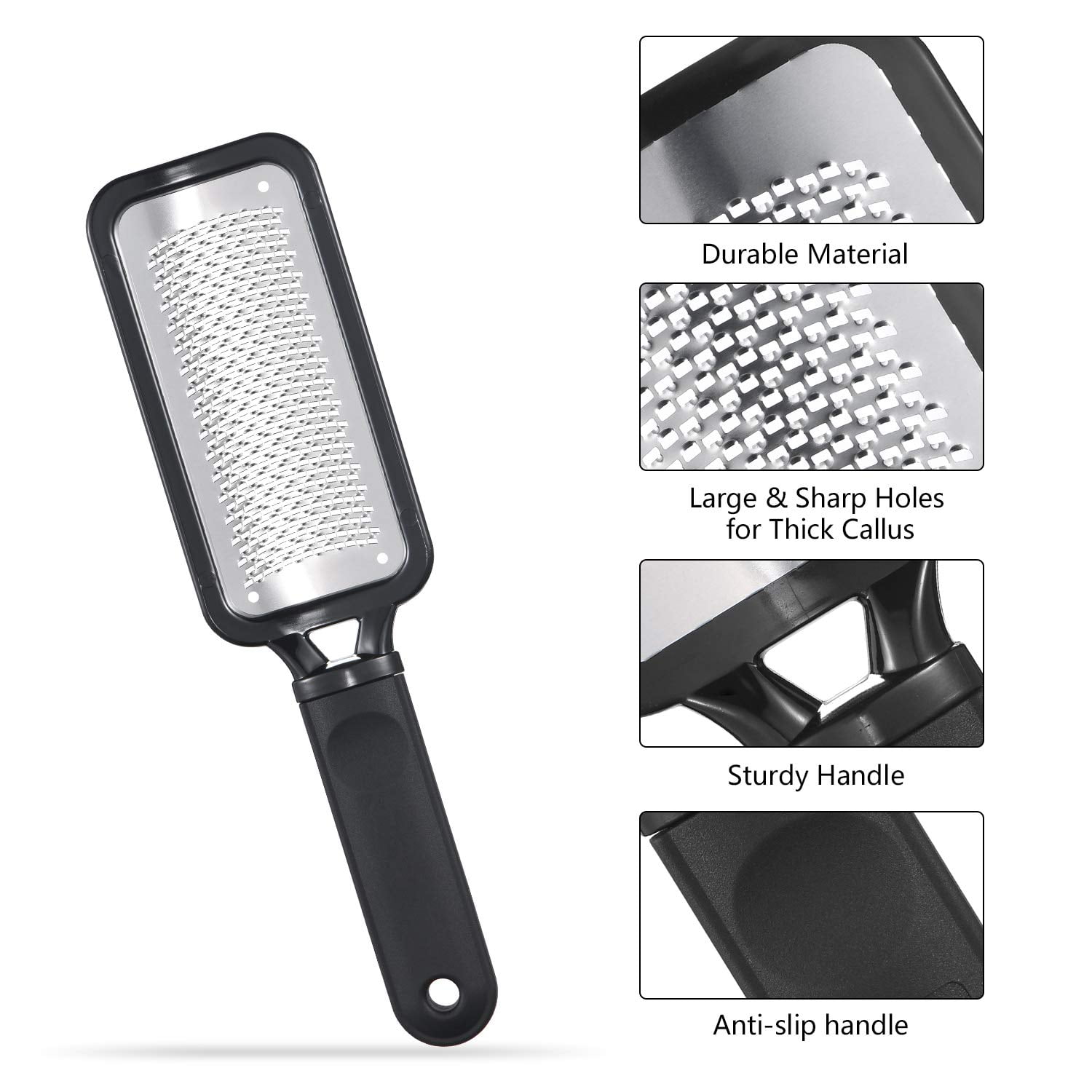 EZGOODZ Foot Grater for Dead Skin, White 3-in-1 Colossal Foot Rasp