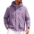 thumbnail image 2 of Husipze Rain Jacket Men Lightweight Waterproof Raincoat Zip Up Windbreaker Athletic Coats with Hood Mens Casual Jacket for Outdoor Sports Purple M, 2 of 6