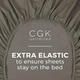 thumbnail image 3 of CGK Linens 400 Thread Count Single Fitted Sheet Only - Full Size 100% Cotton Sateen Bottom Sheet, Fits Mattress Up To 16", Dark Grey, 3 of 5