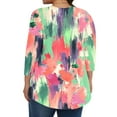 thumbnail image 5 of Shirts for Women 3/4 Sleeve Round Neck Gradient Plus Size Solid Color T-shirt Home Casual Top Multicolor XXXXL, 5 of 6