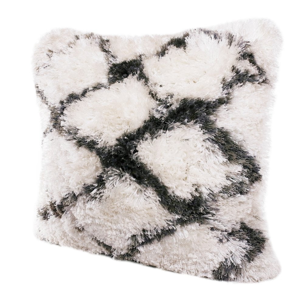 LR Home Shag Performance Pillow Set of 2 in White/Black, 20" x 20"