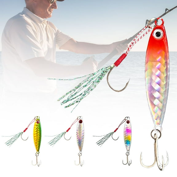 Windfall 1Pc Fishing Lure, 5cm 10g Metal Sequin Simulation Fish Fishing Bait Hard Lure with Double Hooks - Strengthened Triple Hook, Ice and Saltwater Lures Bait for Trout Walleye and Flounder