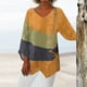thumbnail image 3 of Camisetas de manga larga con dobladillo Irregular para mujer, Camiseta holgada con cuello en V, Tops de lino de algodón informales diarios de verano, estampado artístico Vintage, 3 of 4