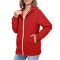 thumbnail image 2 of Comdrip Veste Légère pour Femmes! Veste Chaude Coupe-Vent Imperméable à Blocs de Couleur pour Femmes, Coupe-Vent d'Extérieur, Veste de Randonnée, Veste de Randonnée pour Femmes Légère Rouge m, 2 of 5