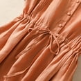 thumbnail image 5 of Ecqkame Summer Dresses for Women 2024 Cotton Linen Loose Casual Solid Color Short Sleeve Vacation Flowy Dresses for Women Orange L on Clearance, 5 of 5
