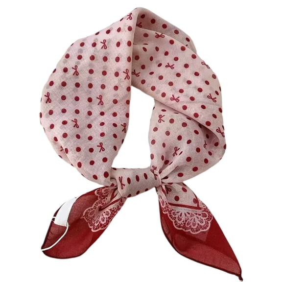 Misright French Style Cotton Linen Scarf Dot Bandana Multipurpose Women Accessory