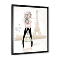 thumbnail image 2 of Designart 'Cute Girl By The Tour Paris Eiffel Tower' Children's Art Framed Art Print, 2 of 4