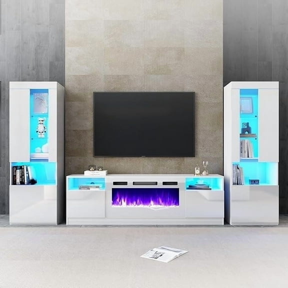 amerlife 70" White Entertainment Center Set