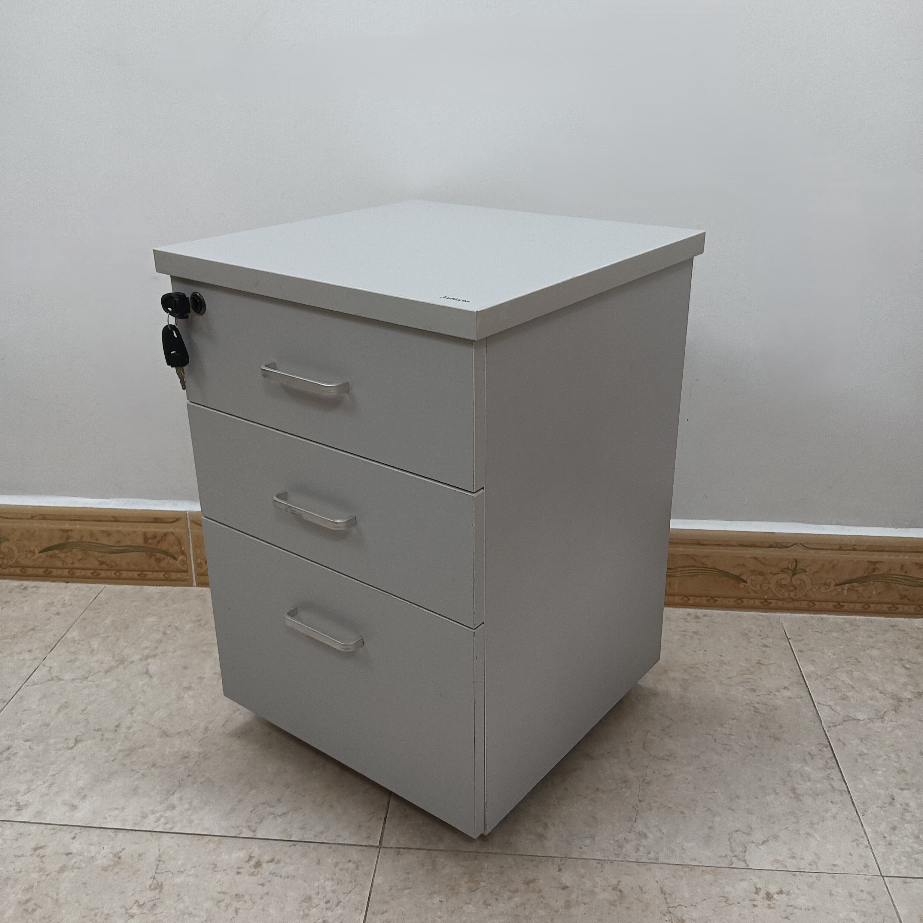 Auricrea Lockers 3-Drawer File Cabinet with Lock for Office/Home, White