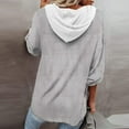 thumbnail image 3 of Jalioing Women's Hooded Pullover Hoodies Button V-Neck Drawstring Long Sleeve Lounge Baggy Sweatshirt (XX-Large, Gray), 3 of 8