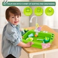thumbnail image 3 of Ealing Kids Kitchen Sink Toys Playset with Running Water,23Pcs Accessories Pretend Play Kitchen Dishwasher Toy for Toddlers, Green, 3 of 9