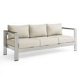 thumbnail image 2 of Modway Shore Outdoor Patio Aluminum and Fabric Sofa in Silver/Beige, 2 of 11