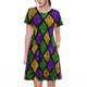 thumbnail image 1 of Balery Mardi Gras Shiny Green Purple Vestidos sueltos de manga corta para mujer, vestidos de verano 2025, vestidos casuales de corte A con vuelo., 1 of 6