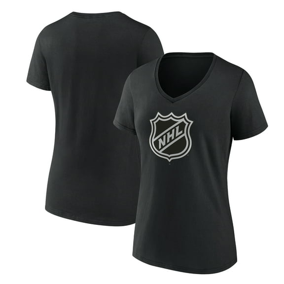 Women's Black NHL Shield Logo V-Neck T-Shirt