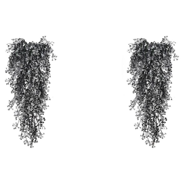 Ounissouiy Planta colgante ecológica de 2 piezas con mantenimiento de bajo costo, cualquier espacio, planta colgante falsa, planta falsa en blanco y negro 2 2Conjunto