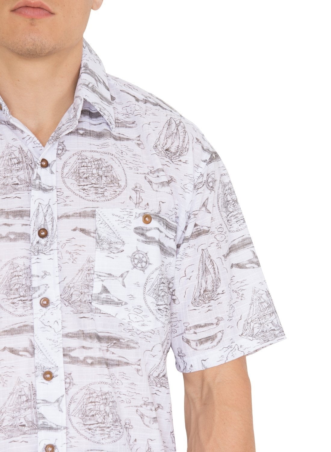 Details about / Nautica Cotton L Short Sleeve Hawaiian Theme Shirt Button