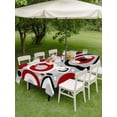thumbnail image 4 of Outdoor Tablecloth with Umbrella Hole for Patio/Picnic/Party/Camping, Red Grey Abstract Waterproof Table Cloth Rectangle Table Cover Washable, Modern Geometric Polka Dot (60"x 120"), 4 of 8