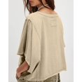 thumbnail image 2 of Czanzd Women's Oversized Cotton T Shirt Loose Fit Casual Short Sleeve Summer Top 2026 Vintage Washed Basic Tees(Khaki,XL), 2 of 5