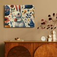thumbnail image 4 of FCXZI  Watercolor Bunny Colorful Floral Canvas Wall Art Print Rabbit Easter Eggs Wildflowers Wall Art Painting Canvas Print Traditional Chinese Chinoiserie Art Print for Living Room  16x12in, 4 of 6