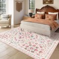 thumbnail image 2 of Ultra Soft Washable Floral Area Rug - Non-Slip, Low Pile, Mark Resistant, Collapsible Large Carpet for Living Room, Girls Bedroom, Nursery, Dining Room - Rice Pink, 5x7ft (152x213cm), 2 of 8