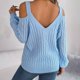 thumbnail image 4 of Gibobby Sueter para mujer invierno Suéter casual de manga con hombros descubiertos de color sólido para mujer Otoño Invierno(Azul,M), 4 of 5